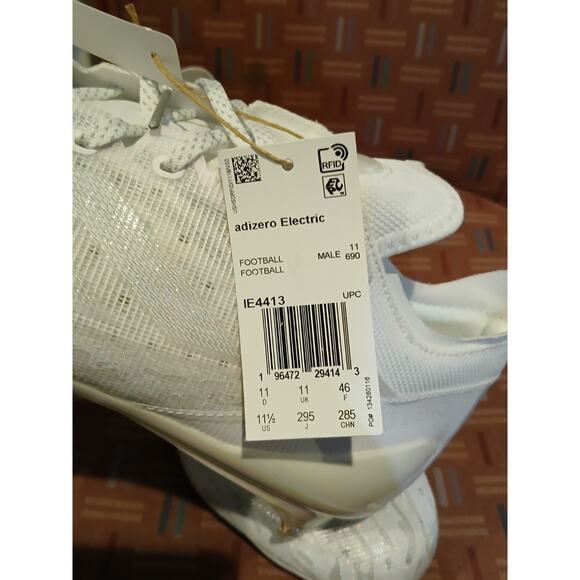 New Men's 11.5 Adidas Adizero Electric Speed Juice Football Cleats, White Siver - Picture 7 of 9